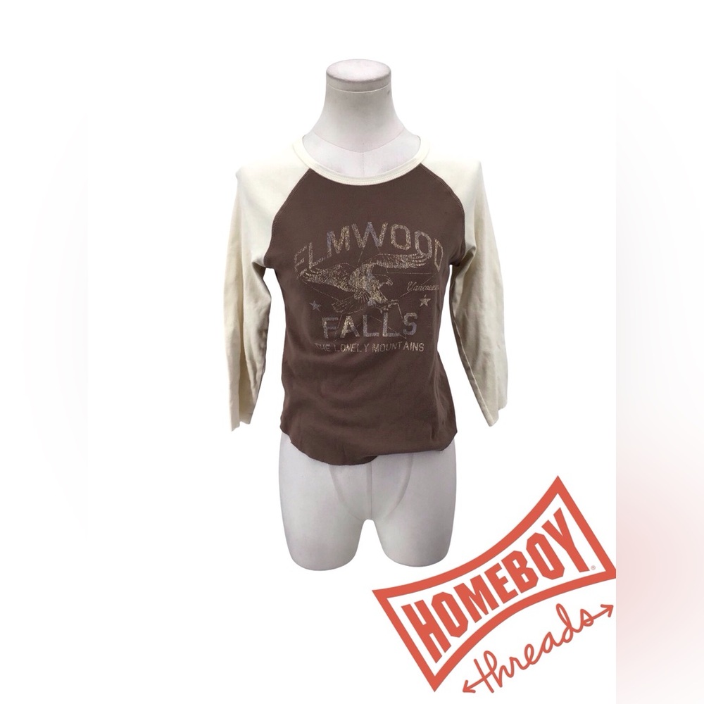 BDG Brown and Cream Long Sleeve Raglan Tee size medium